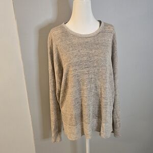 EILEEN FISHER ORGANIC LINEN LONG SLEEVE HI LOW HEM SWEATER SIZE L/G